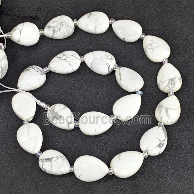 White Howlite Turquoise Teardrop Beads Flat