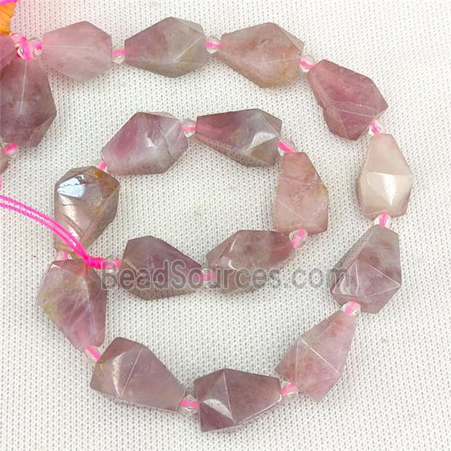 Natural Madagascar Rose Quartz Teardrop Pendant Faceted Pink