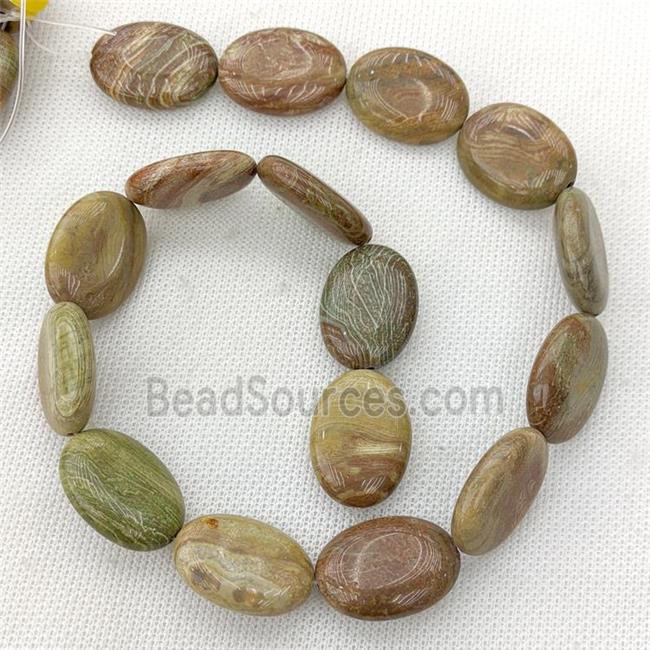 Natural Wood Lace Jasper Beads Oval Coffee