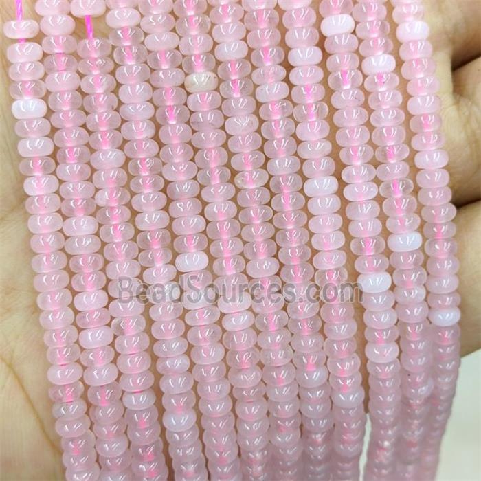 Natural Pink Rose Quartz Beads Smooth Rondelle