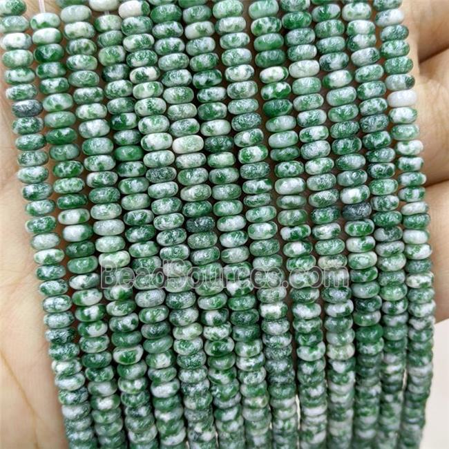 Natural Green Dalmatian Jasper Beads Smooth Rondelle