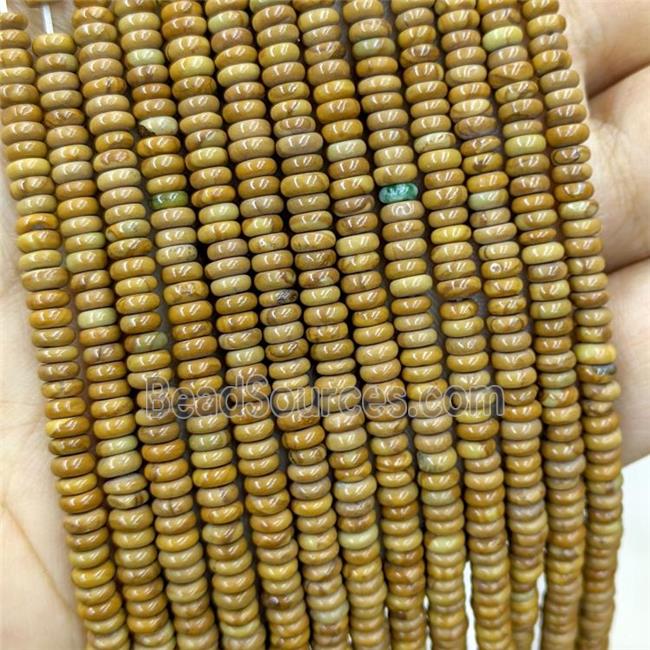 Natural Yellow Wood Lace Jasper Beads Smooth Rondelle