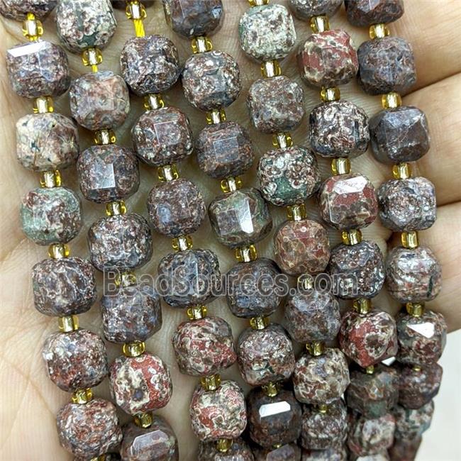 Natural Ocean Jasper Beads Faceted Cube