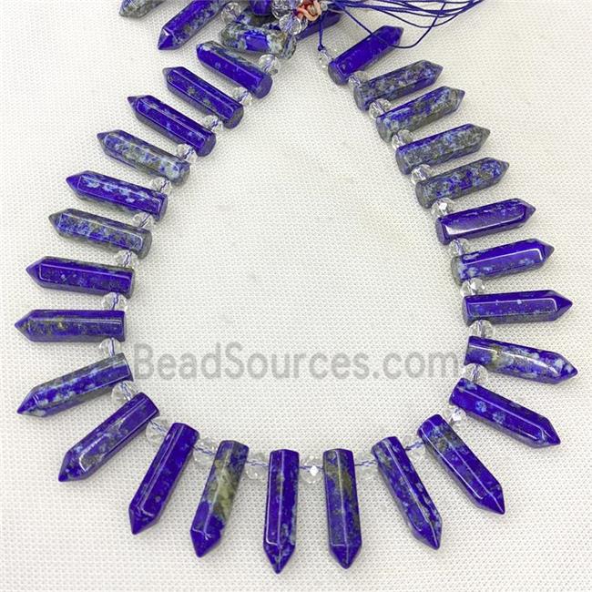 Natural Lapis Lazuli Bullet Beads Blue