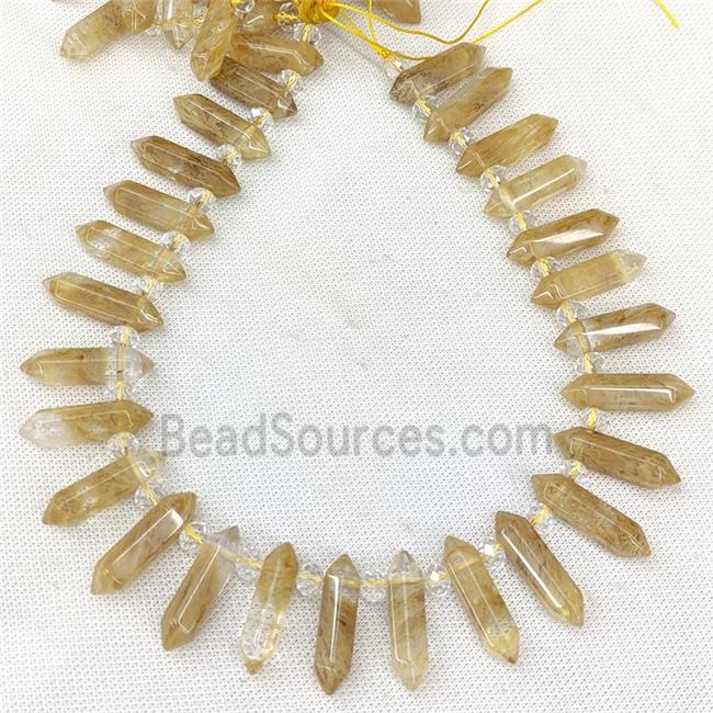 Synthetic Quartz Prism Beads Khaki