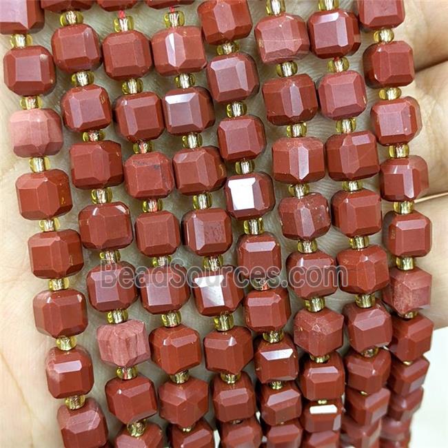 Natural Red Jasper Beads Faceted Cube