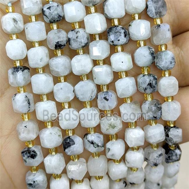 Natural White Moonstone Beads B-Grade Faceted Cube