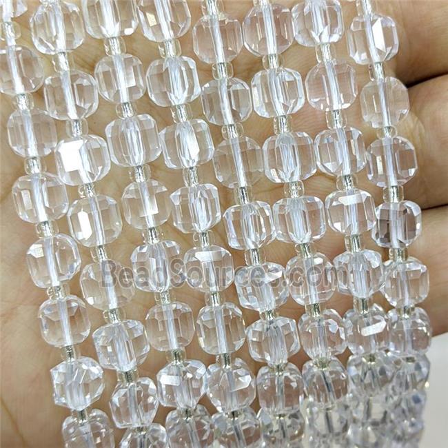 Natural Clear Quartz Beads Faceted Cube