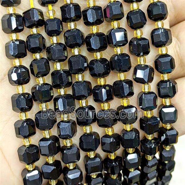 Natural Black Onyx Agate Beads Faceted Cube