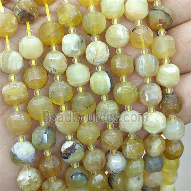 Natural Yellow Opal Beads Faceted Cube