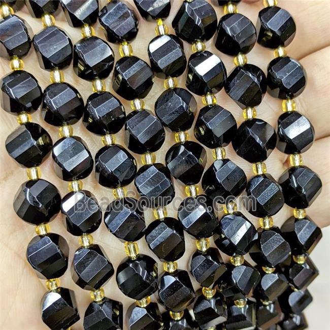 Natural Black Onyx Agate Twist Beads S-Shape Faceted Dye