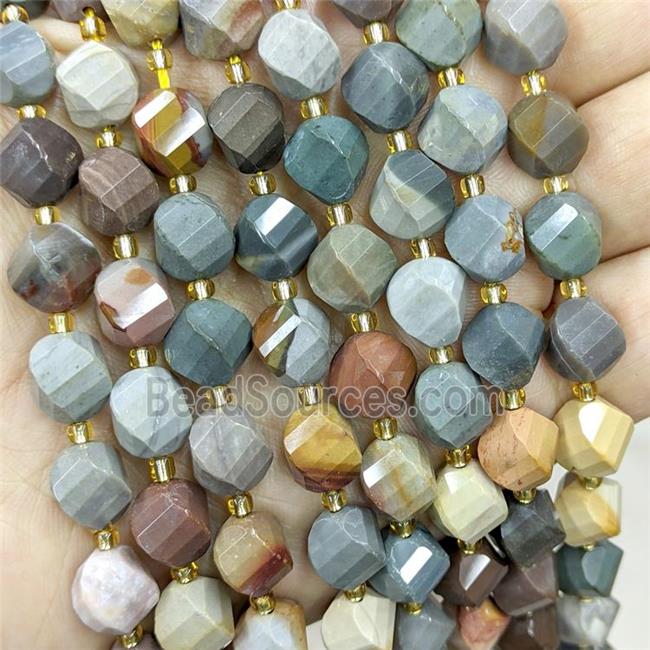 Natural Ocean Jasper Twist Beads S-Shape Faceted Multicolor