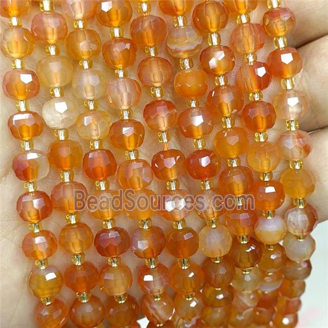 Natural Agate Beads Red Dye Faceted Rondelle