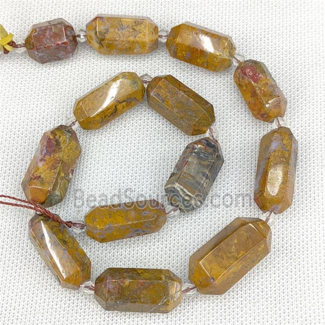 Natural Agate Bullet Beads Prism Brown