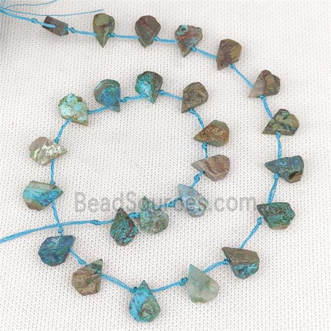 Natural Blue Chrysocolla Teardrop Beads Topdrilled