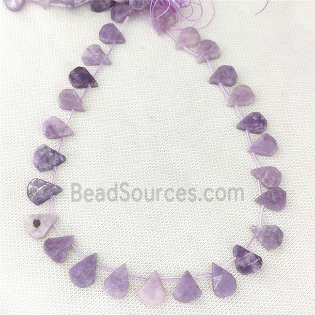 Purple Lepidolite Teardrop Beads Topdrilled