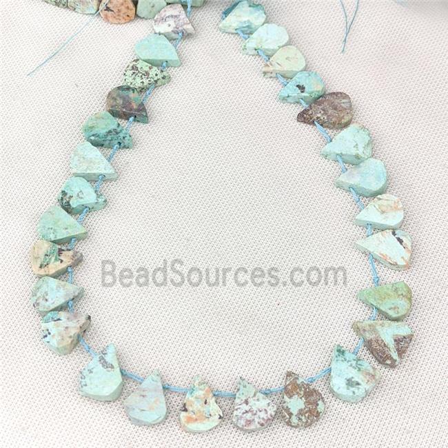 Natural Peruvian Turquoise Beads Teal Teardrop Topdrilled