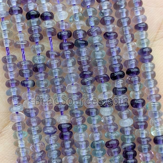 Natural Fluorite Beads Multicolor Smooth Rondelle