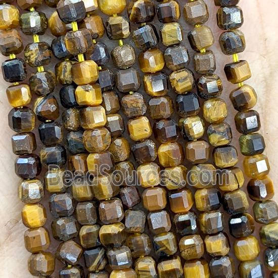 Natural Tiger Eye Stone Beads Faceted Cube