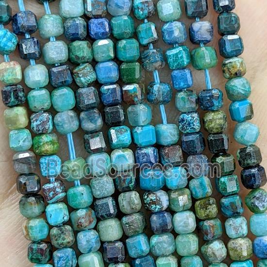 Natural Azurite Beads Blue Faceted Cube