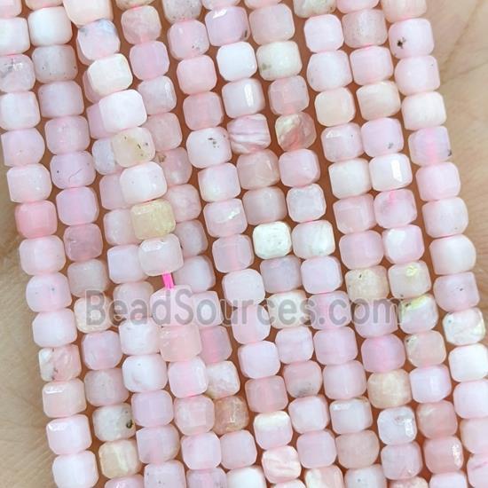 Natural Pink Opal Beads A-Grade Faceted Cube