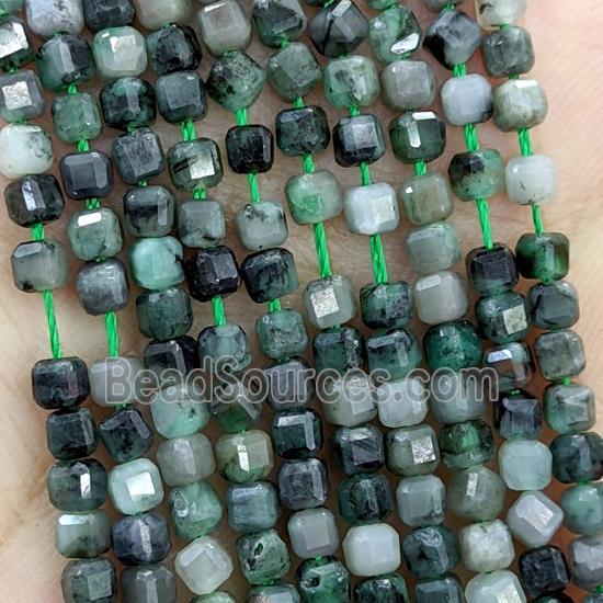 Natural Emerald Beads Green Faceted Cube