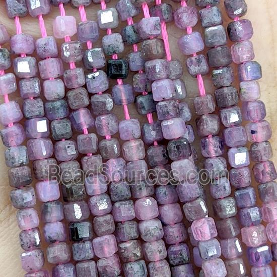 Natural Ruby Beads Faceted Cube