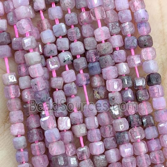 Natural Ruby Beads Faceted Cube