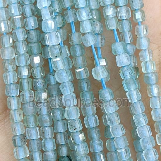 Natural Apatite Beads Blue Faceted Cube