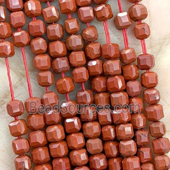 Natural Red Jasper Beads Faceted Cube