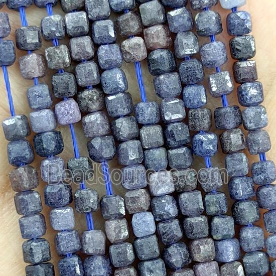 Natural Sapphire Beads Blue Faceted Cube