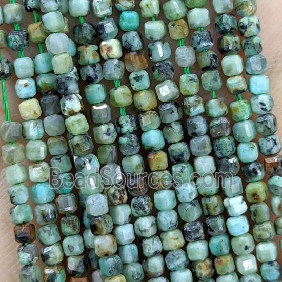 Natural African Turquoise Beads Green Faceted Cube