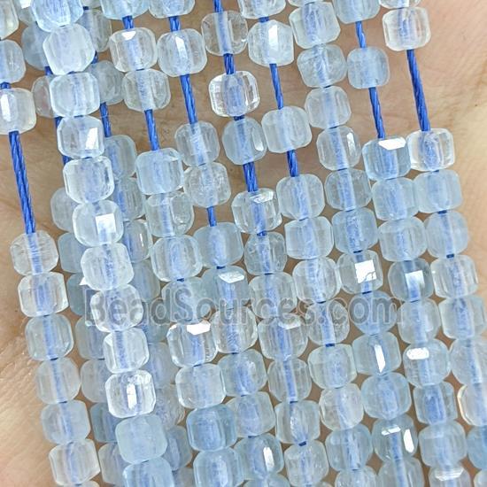 Natural Aquamarine Beads A-Grade Blue Faceted Cube