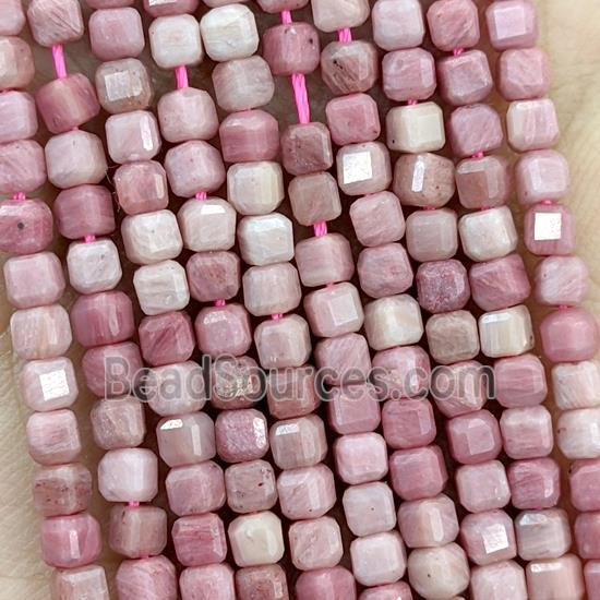 Pink Wood Lace Jasper Beads Faceted Cube