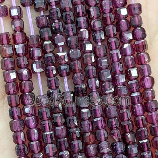 Natural Garnet Beads Purple Faceted Cube