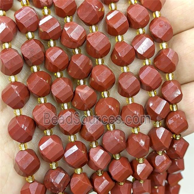 Natural Red Jasper Twist Beads S-Shape Faceted