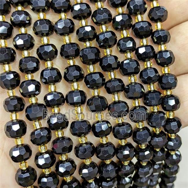 Black Onyx Agate Beads Faceted Rondelle