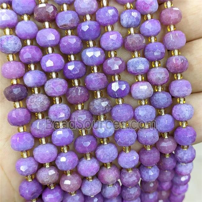 Natural Lepidolite Beads Purple Dye Faceted Rondelle