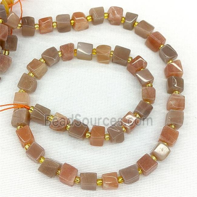 Natural Sunstone Cube Beads Peach