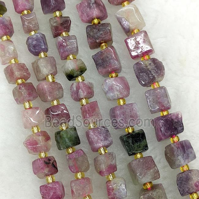 Natural Pink Tourmaline Beads Cube