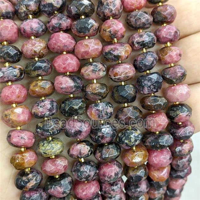 Natural Brazilian Rhodonite Beads Red Faceted Rondelle