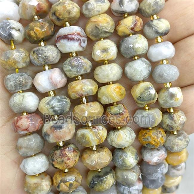 Natural Yellow Crazy Lace Agate Beads Faceted Rondelle