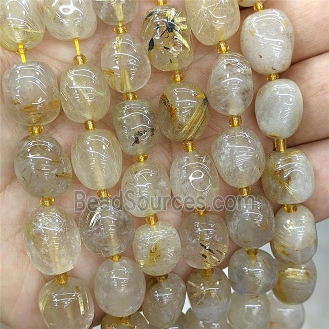 Natural Gold Rutilated Quartz Nugget Beads Freeform