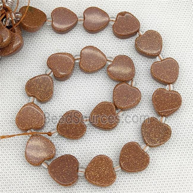 Gold Sandstone Heart Beads