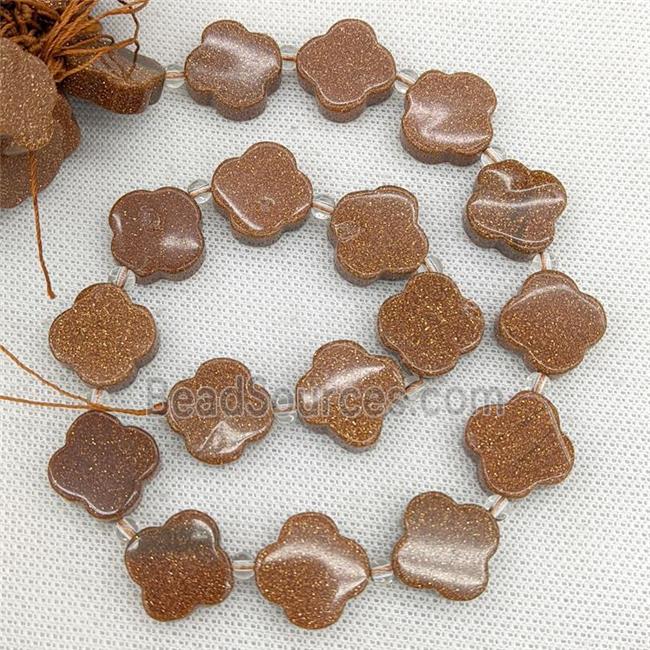 Gold Sandstone Clover Beads