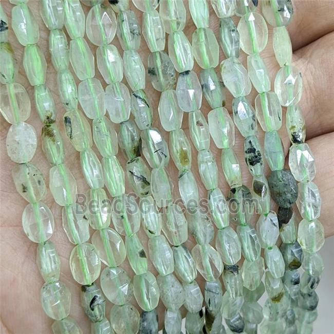 Natural Green Prehnite Beads Faceted Oval