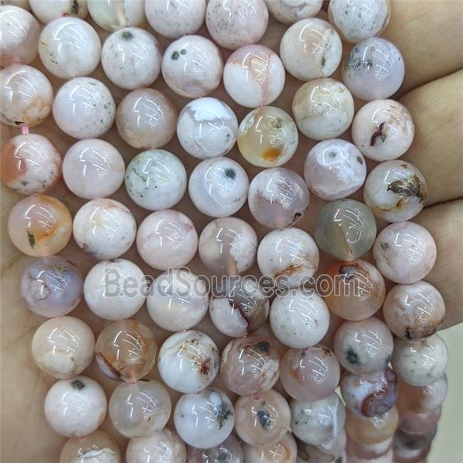 Natural Cherry Sakura Agate Beads Smooth Round