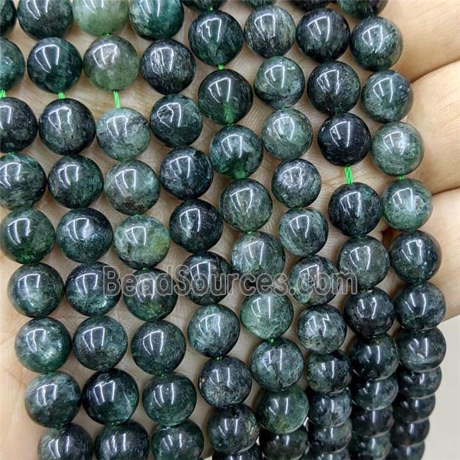 Natural Green Rutilated Quartz Beads Smooth Round