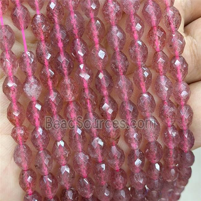 Natural Pink Strawberry Quartz Beads Faceted Rice