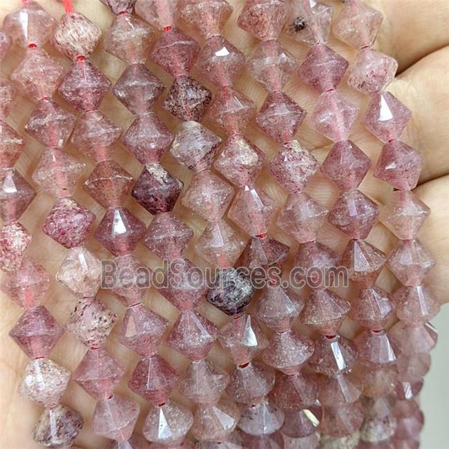 Natural Pink Strawberry Quartz Bicone Beads